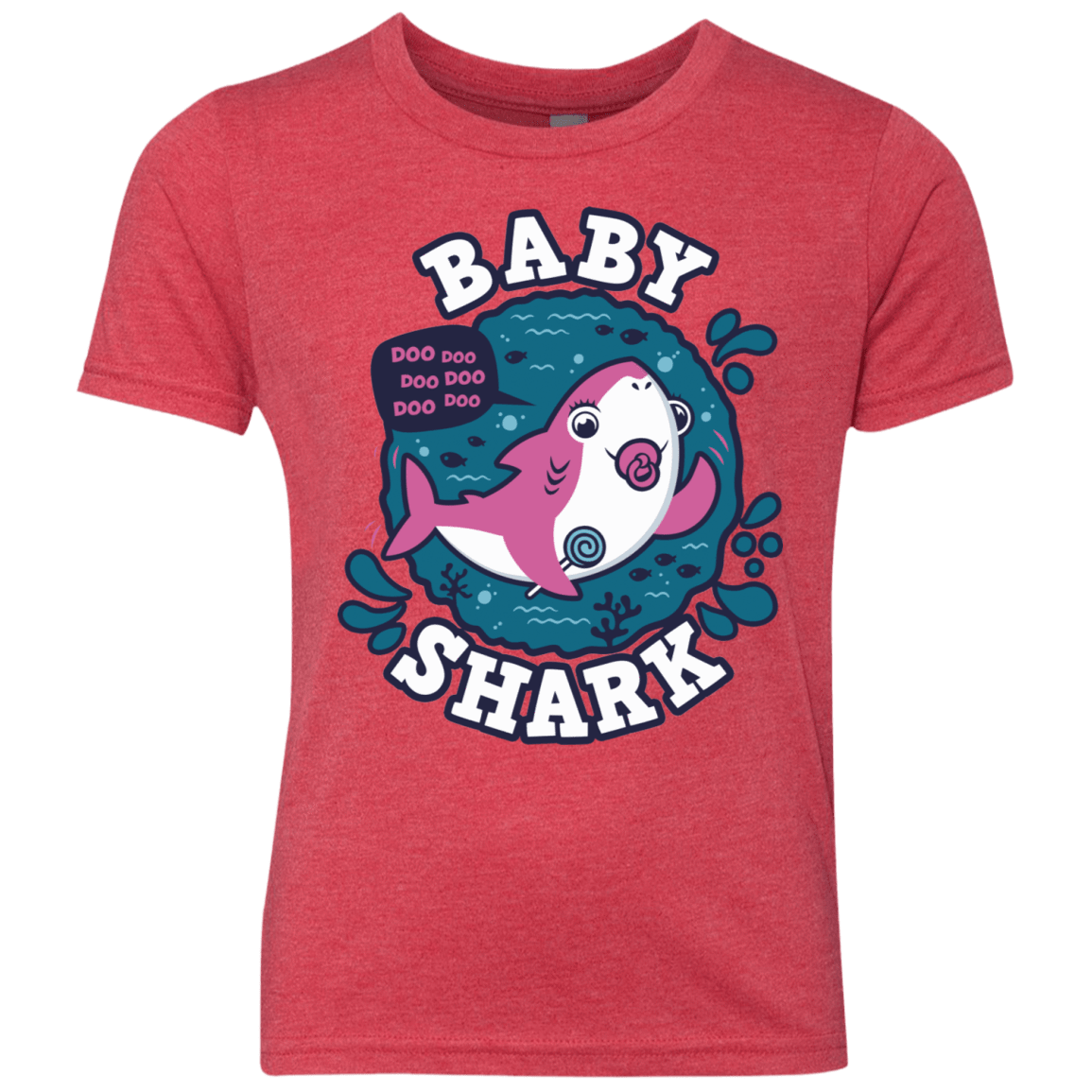 T-Shirts Vintage Red / YXS Shark Family trazo - Baby Girl chupete Youth Triblend T-Shirt