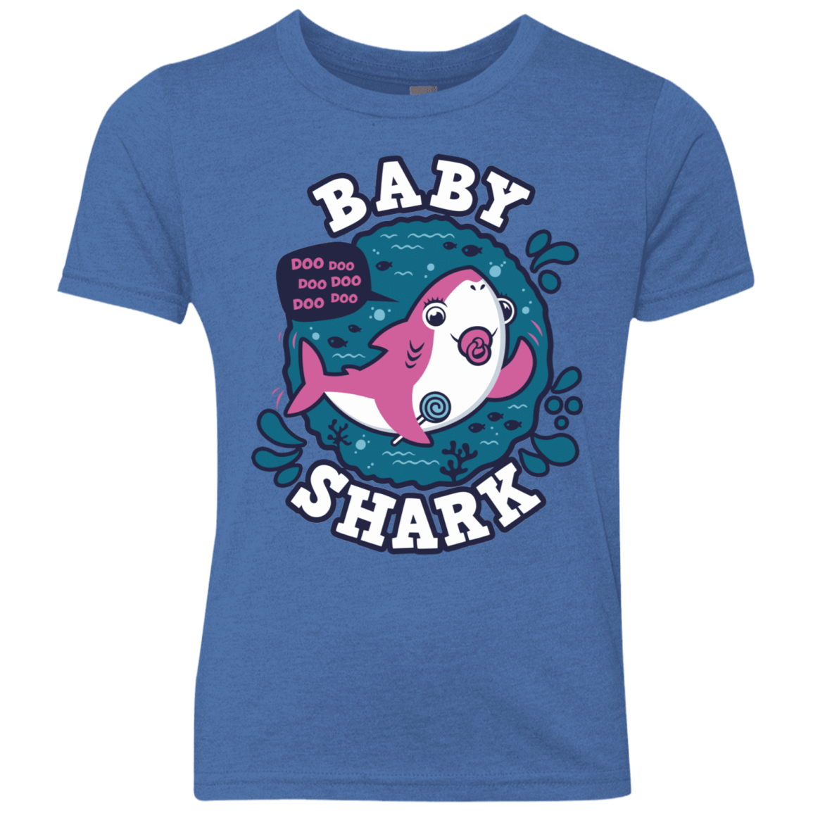 T-Shirts Vintage Royal / YXS Shark Family trazo - Baby Girl chupete Youth Triblend T-Shirt
