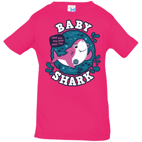 T-Shirts Hot Pink / 6 Months Shark Family trazo - Baby Girl Infant Premium T-Shirt