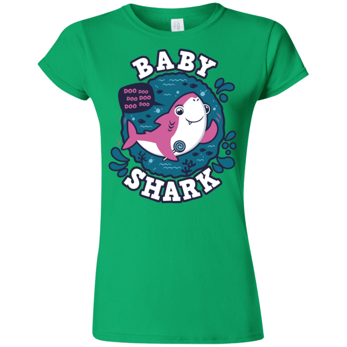 T-Shirts Irish Green / S Shark Family trazo - Baby Girl Junior Slimmer-Fit T-Shirt