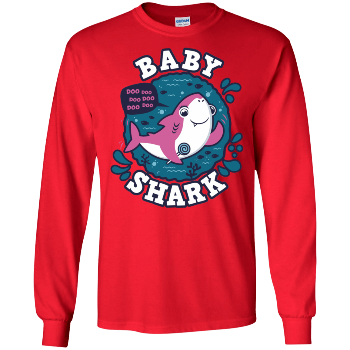 T-Shirts Red / S Shark Family trazo - Baby Girl Men's Long Sleeve T-Shirt