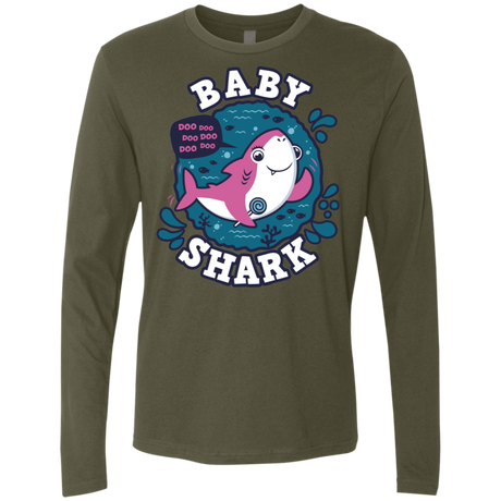 T-Shirts Military Green / S Shark Family trazo - Baby Girl Men's Premium Long Sleeve