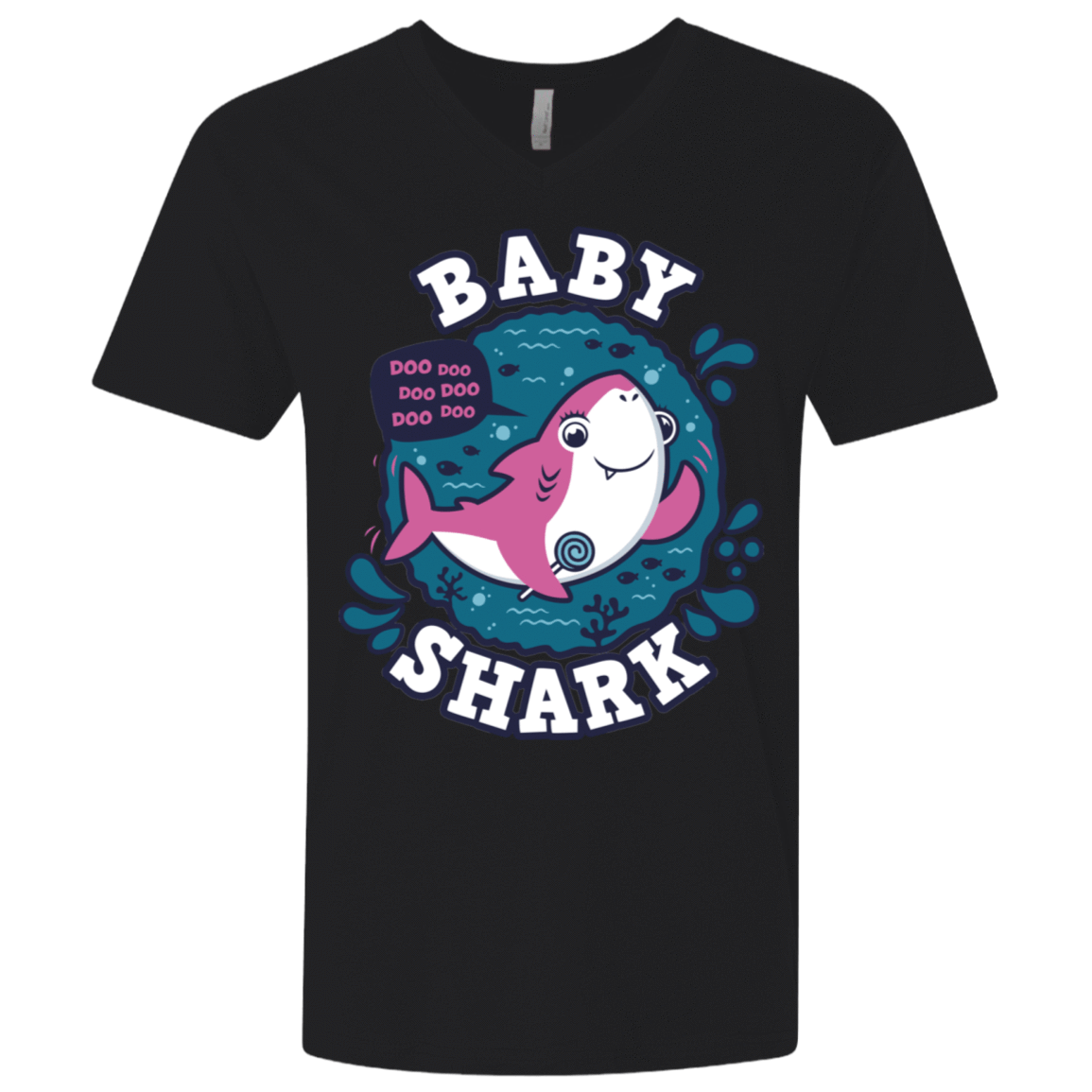 T-Shirts Black / X-Small Shark Family trazo - Baby Girl Men's Premium V-Neck