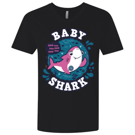 T-Shirts Black / X-Small Shark Family trazo - Baby Girl Men's Premium V-Neck