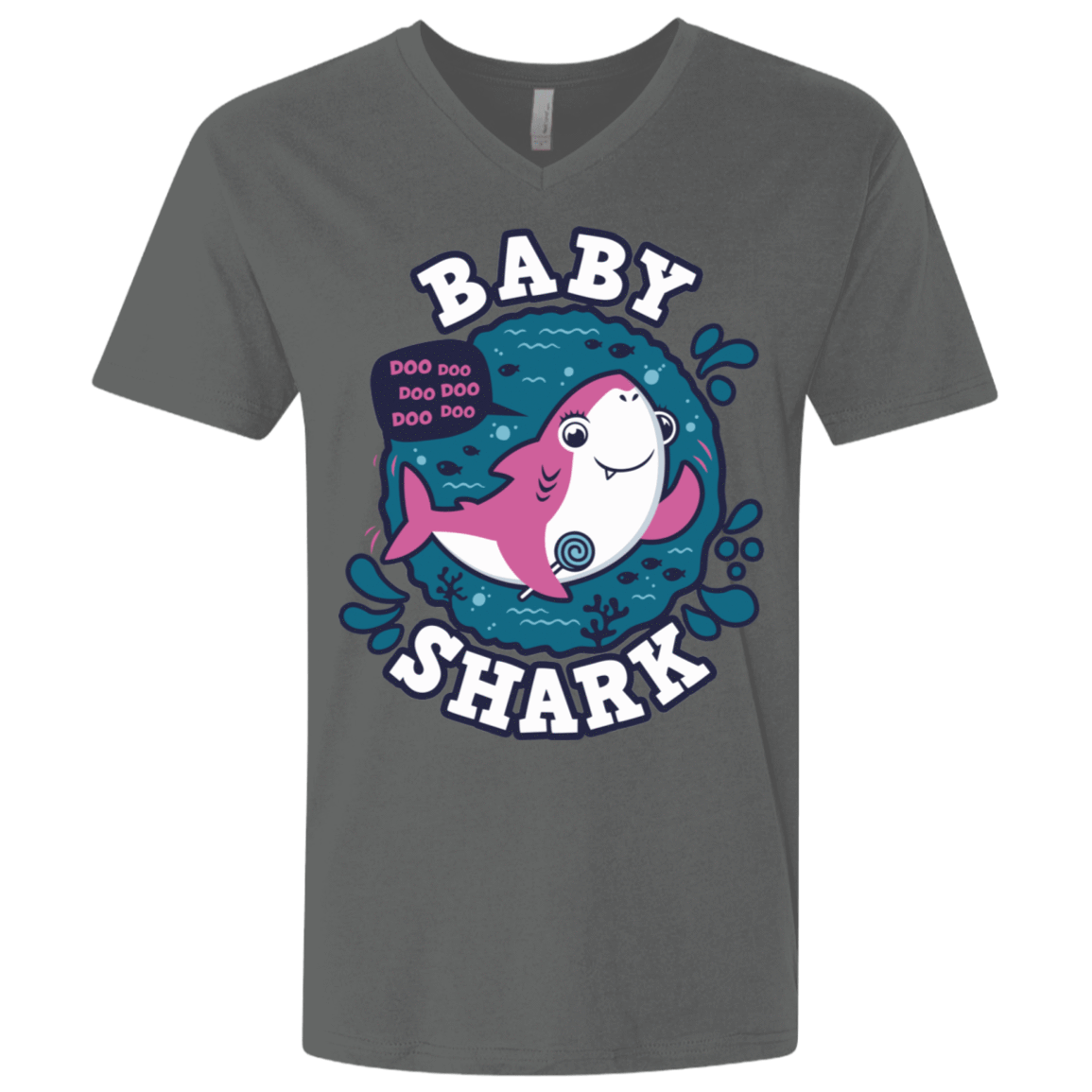 T-Shirts Heavy Metal / X-Small Shark Family trazo - Baby Girl Men's Premium V-Neck