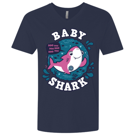 T-Shirts Midnight Navy / X-Small Shark Family trazo - Baby Girl Men's Premium V-Neck