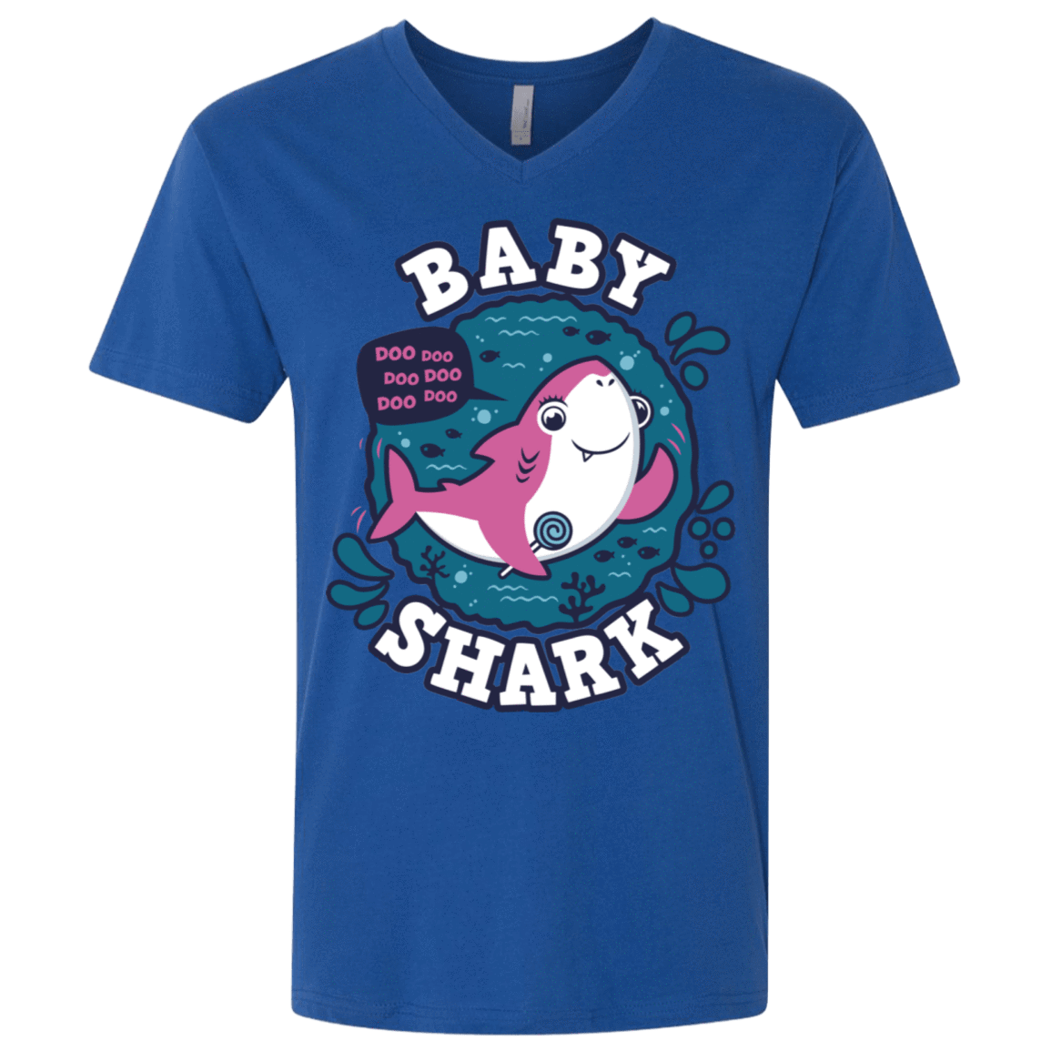T-Shirts Royal / X-Small Shark Family trazo - Baby Girl Men's Premium V-Neck