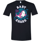 T-Shirts Black / X-Small Shark Family trazo - Baby Girl Men's Semi-Fitted Softstyle