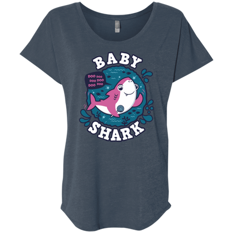 T-Shirts Indigo / X-Small Shark Family trazo - Baby Girl Triblend Dolman Sleeve
