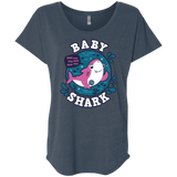 T-Shirts Indigo / X-Small Shark Family trazo - Baby Girl Triblend Dolman Sleeve