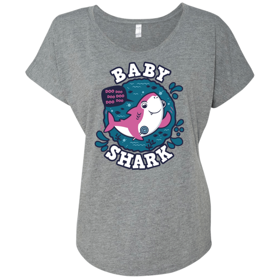T-Shirts Premium Heather / X-Small Shark Family trazo - Baby Girl Triblend Dolman Sleeve