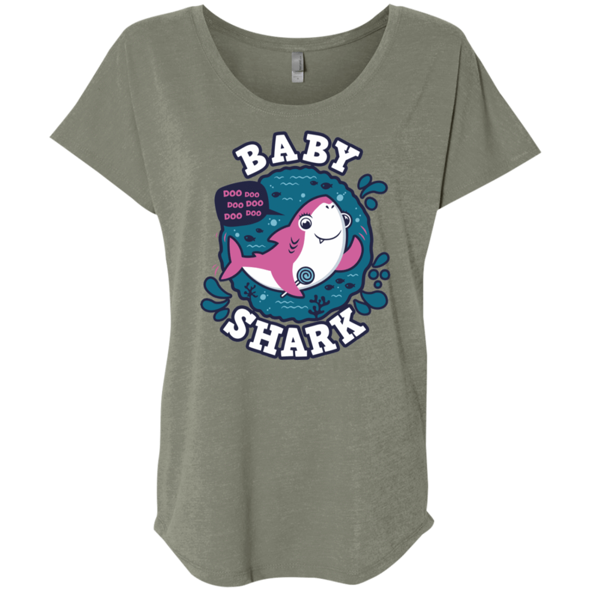 T-Shirts Venetian Grey / X-Small Shark Family trazo - Baby Girl Triblend Dolman Sleeve
