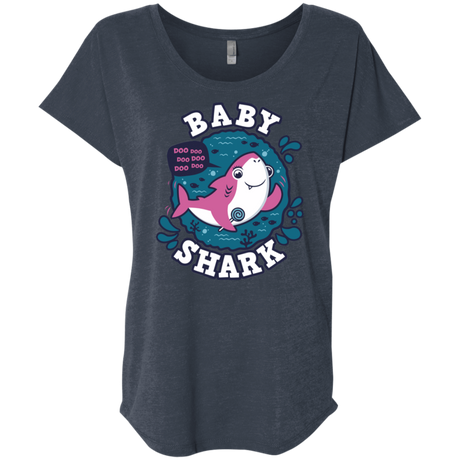 T-Shirts Vintage Navy / X-Small Shark Family trazo - Baby Girl Triblend Dolman Sleeve