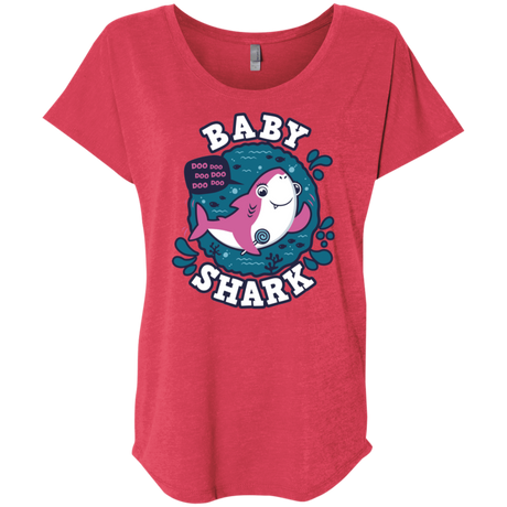 T-Shirts Vintage Red / X-Small Shark Family trazo - Baby Girl Triblend Dolman Sleeve