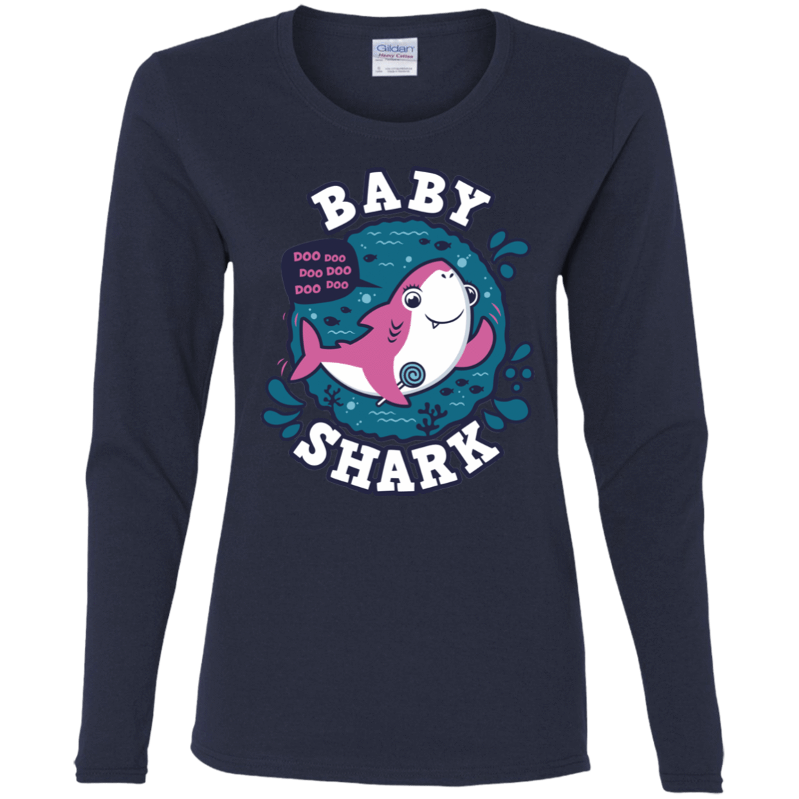 T-Shirts Navy / S Shark Family trazo - Baby Girl Women's Long Sleeve T-Shirt