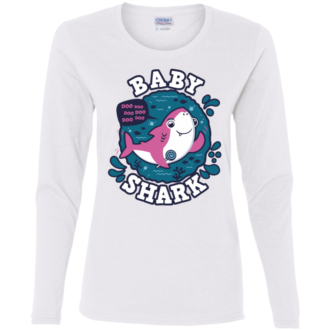 T-Shirts White / S Shark Family trazo - Baby Girl Women's Long Sleeve T-Shirt