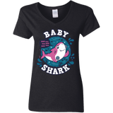 T-Shirts Black / S Shark Family trazo - Baby Girl Women's V-Neck T-Shirt