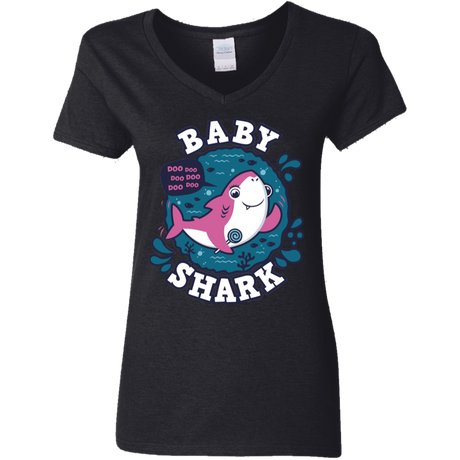 T-Shirts Black / S Shark Family trazo - Baby Girl Women's V-Neck T-Shirt