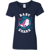 T-Shirts Navy / S Shark Family trazo - Baby Girl Women's V-Neck T-Shirt