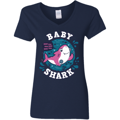 T-Shirts Navy / S Shark Family trazo - Baby Girl Women's V-Neck T-Shirt