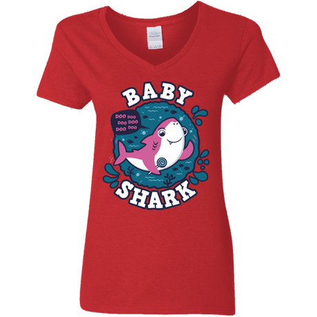 T-Shirts Red / S Shark Family trazo - Baby Girl Women's V-Neck T-Shirt