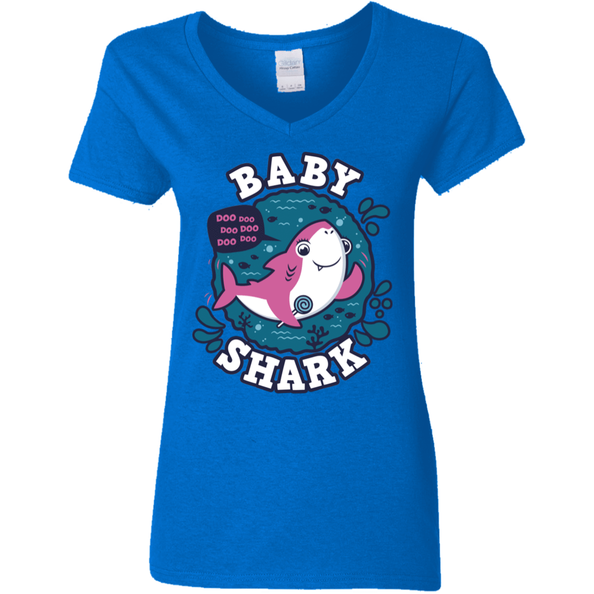 T-Shirts Royal / S Shark Family trazo - Baby Girl Women's V-Neck T-Shirt