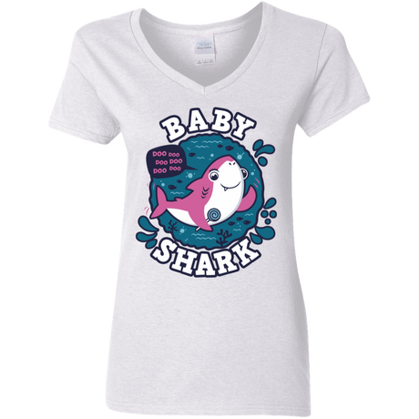 T-Shirts White / S Shark Family trazo - Baby Girl Women's V-Neck T-Shirt