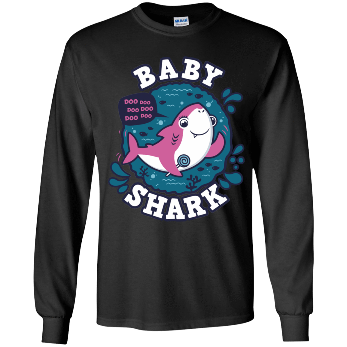 T-Shirts Black / YS Shark Family trazo - Baby Girl Youth Long Sleeve T-Shirt