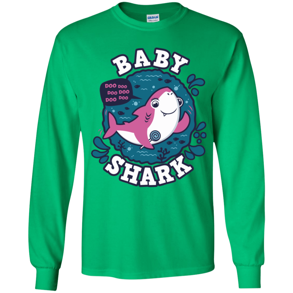 T-Shirts Irish Green / YS Shark Family trazo - Baby Girl Youth Long Sleeve T-Shirt