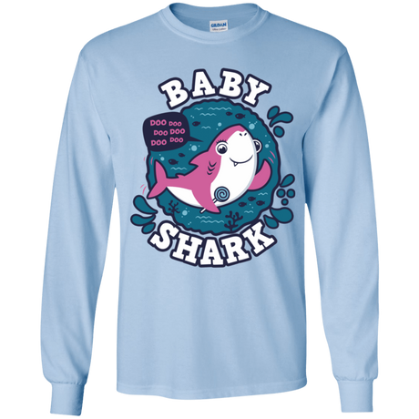 T-Shirts Light Blue / YS Shark Family trazo - Baby Girl Youth Long Sleeve T-Shirt