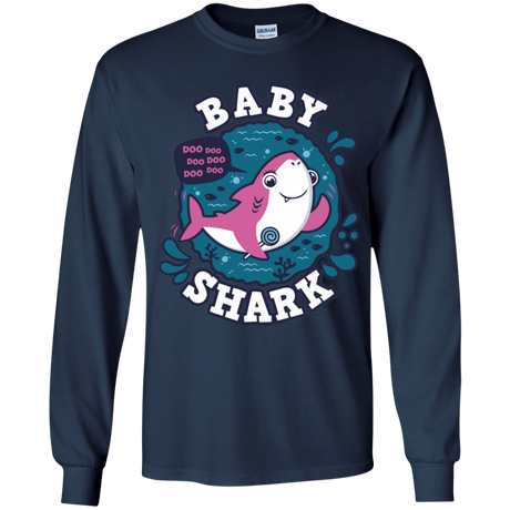 T-Shirts Navy / YS Shark Family trazo - Baby Girl Youth Long Sleeve T-Shirt