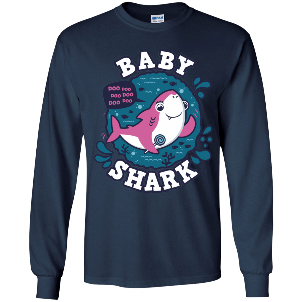 T-Shirts Navy / YS Shark Family trazo - Baby Girl Youth Long Sleeve T-Shirt