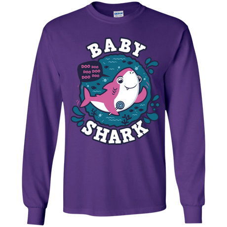 T-Shirts Purple / YS Shark Family trazo - Baby Girl Youth Long Sleeve T-Shirt