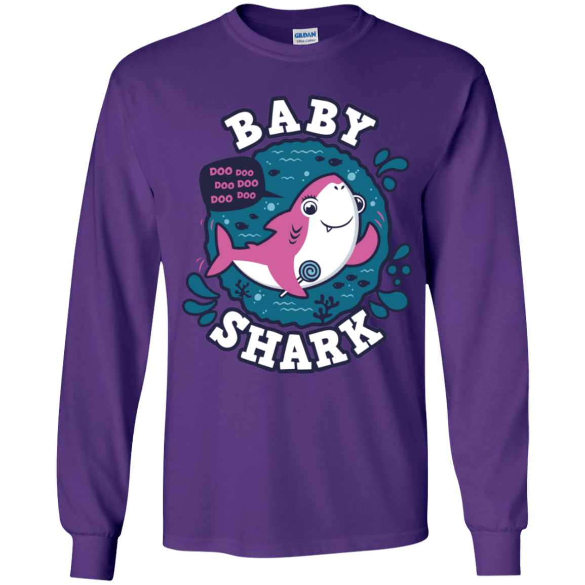 T-Shirts Purple / YS Shark Family trazo - Baby Girl Youth Long Sleeve T-Shirt