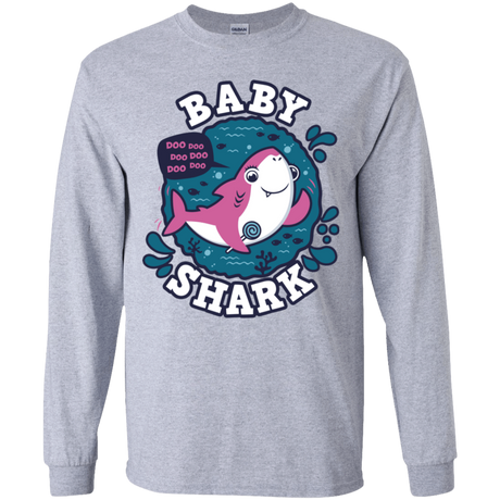 T-Shirts Sport Grey / YS Shark Family trazo - Baby Girl Youth Long Sleeve T-Shirt