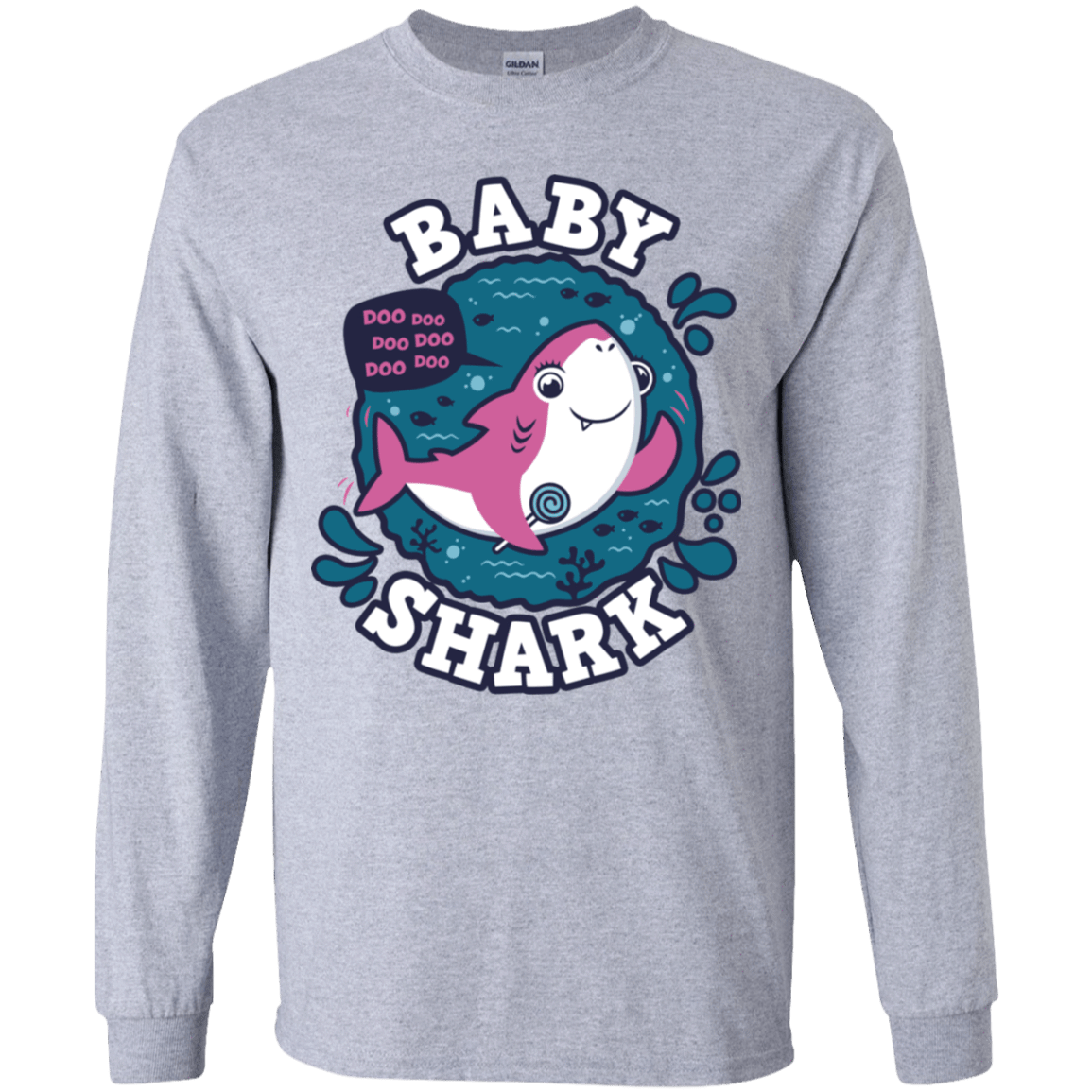 T-Shirts Sport Grey / YS Shark Family trazo - Baby Girl Youth Long Sleeve T-Shirt