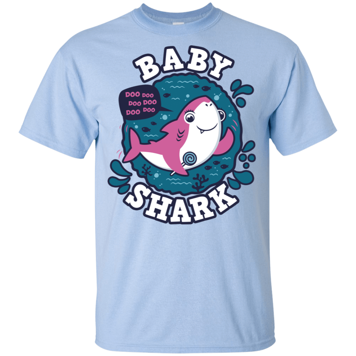 T-Shirts Light Blue / YXS Shark Family trazo - Baby Girl Youth T-Shirt