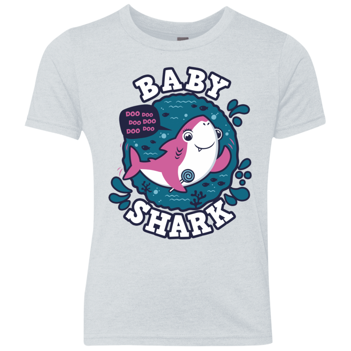 T-Shirts Heather White / YXS Shark Family trazo - Baby Girl Youth Triblend T-Shirt