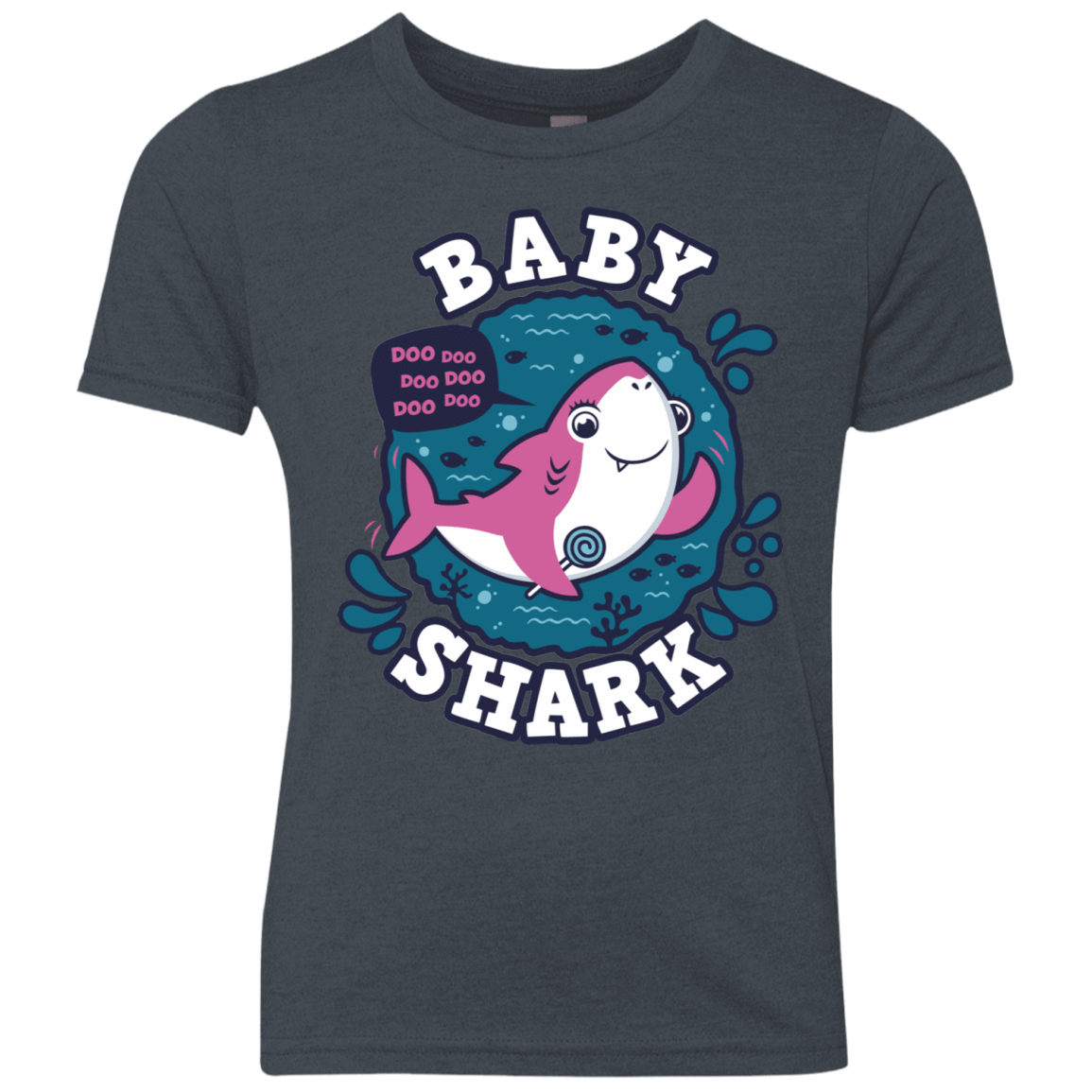 T-Shirts Vintage Navy / YXS Shark Family trazo - Baby Girl Youth Triblend T-Shirt