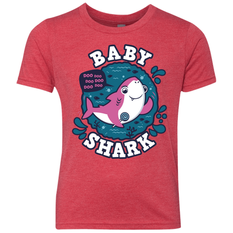T-Shirts Vintage Red / YXS Shark Family trazo - Baby Girl Youth Triblend T-Shirt