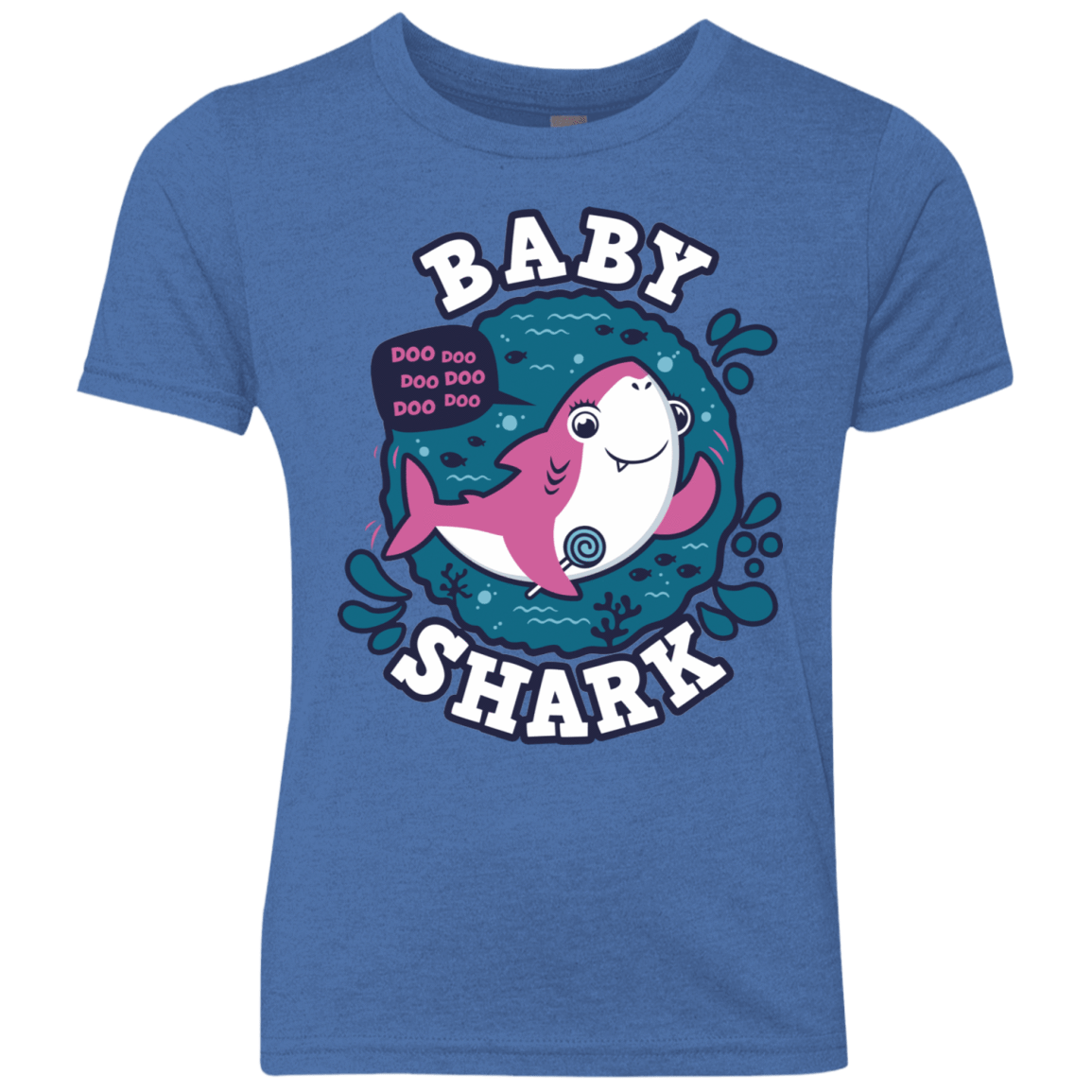 T-Shirts Vintage Royal / YXS Shark Family trazo - Baby Girl Youth Triblend T-Shirt