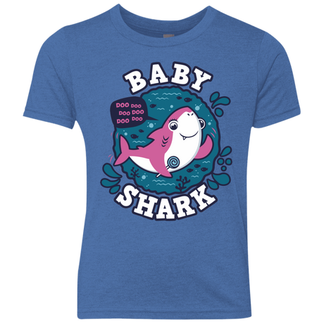 T-Shirts Vintage Royal / YXS Shark Family trazo - Baby Girl Youth Triblend T-Shirt