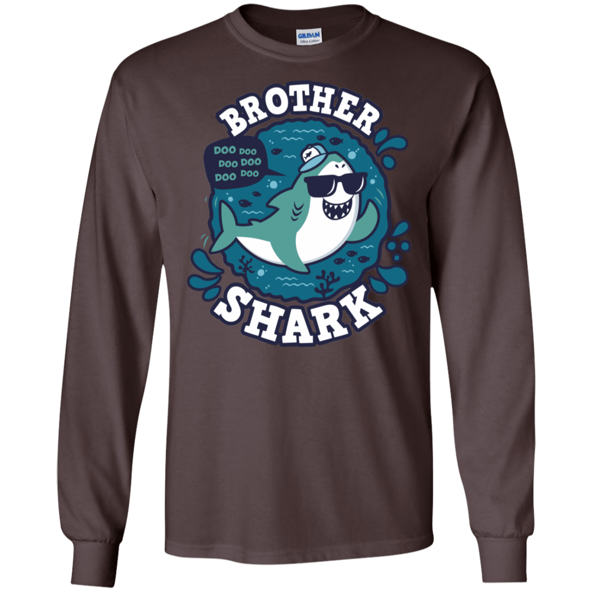 T-Shirts Dark Chocolate / S Shark Family trazo - Brother Men's Long Sleeve T-Shirt