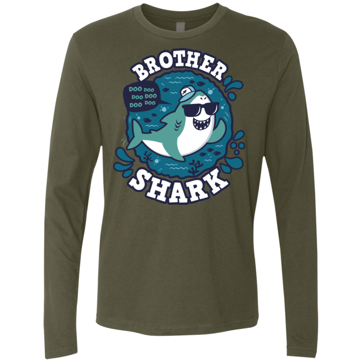 T-Shirts Military Green / S Shark Family trazo - Brother Men's Premium Long Sleeve