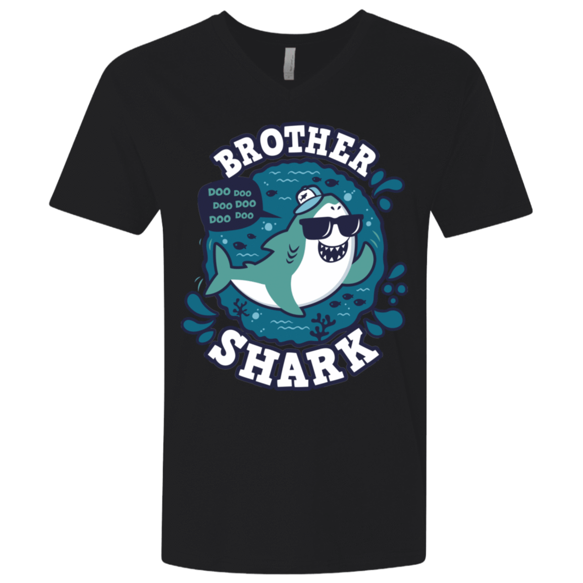 T-Shirts Black / X-Small Shark Family trazo - Brother Men's Premium V-Neck