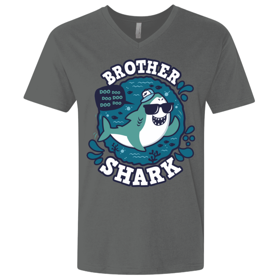 T-Shirts Heavy Metal / X-Small Shark Family trazo - Brother Men's Premium V-Neck