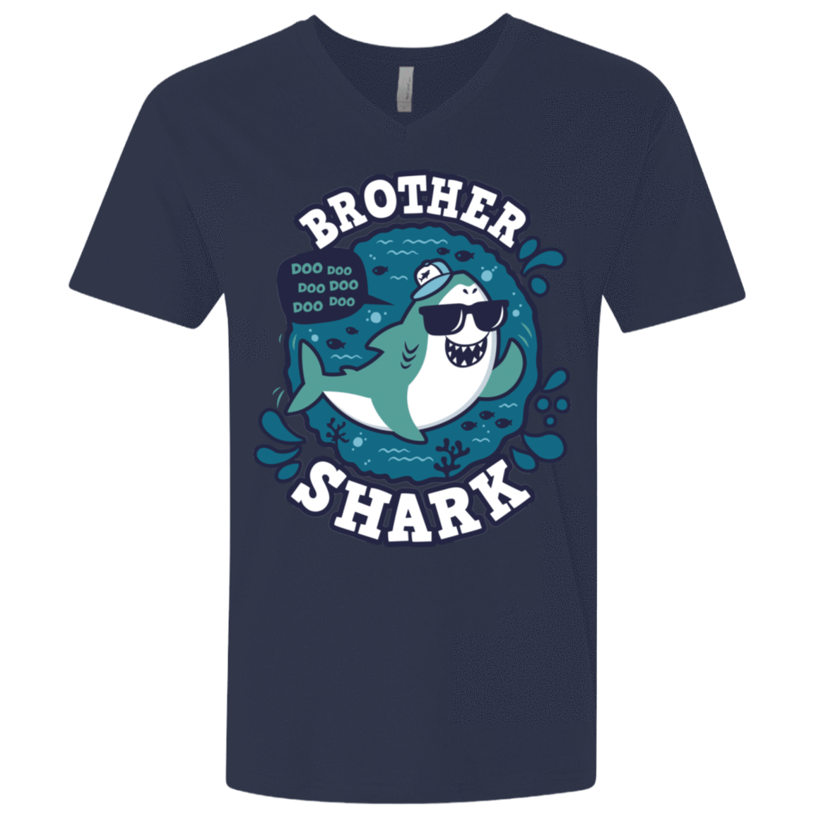 T-Shirts Midnight Navy / X-Small Shark Family trazo - Brother Men's Premium V-Neck