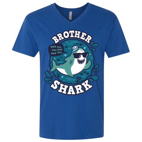 T-Shirts Royal / X-Small Shark Family trazo - Brother Men's Premium V-Neck