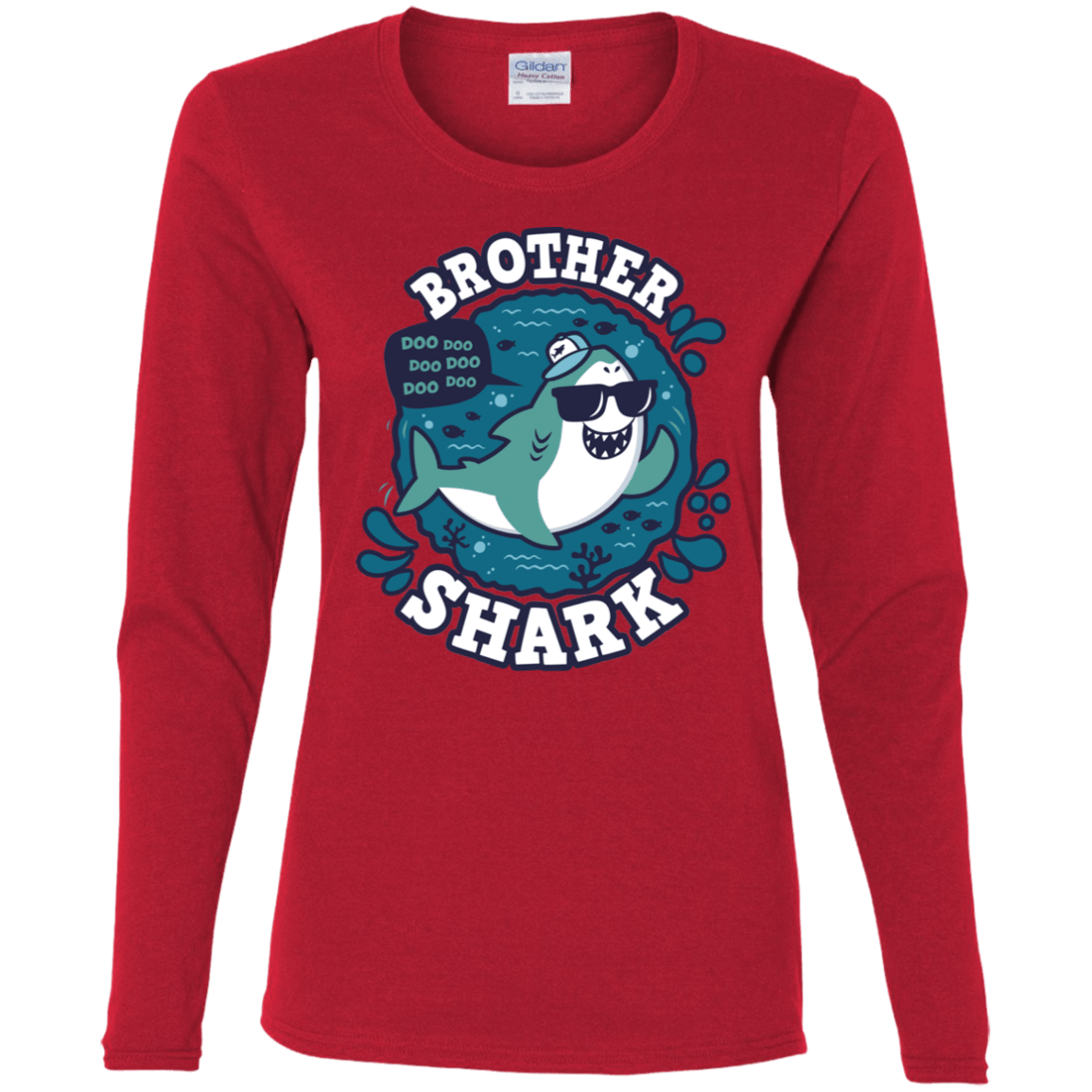 T-Shirts Red / S Shark Family trazo - Brother Women's Long Sleeve T-Shirt