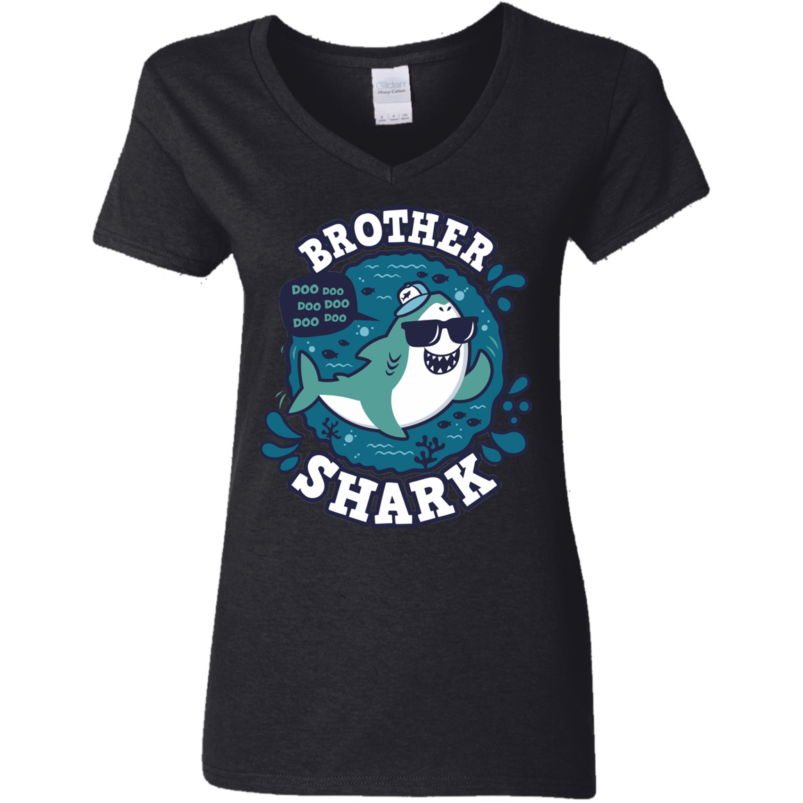 T-Shirts Black / S Shark Family trazo - Brother Women's V-Neck T-Shirt